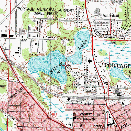 Topographic Map of Silver Lake Beach, WI