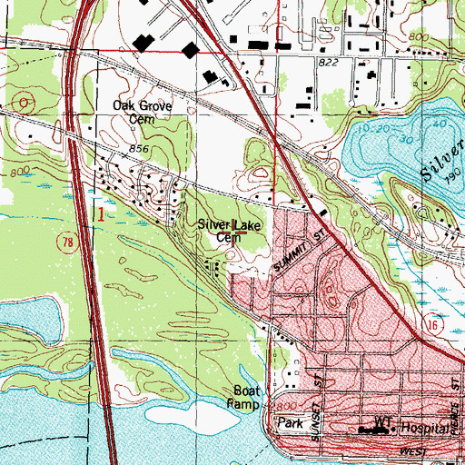 Topographic Map of Silver Lake Cemetery, WI