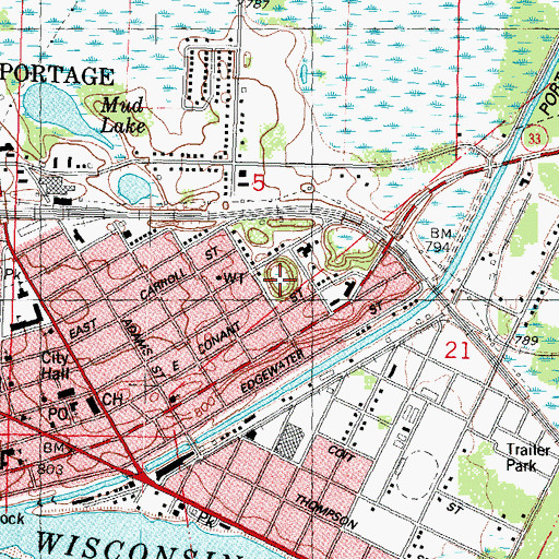 Topographic Map of Sunrise Park, WI