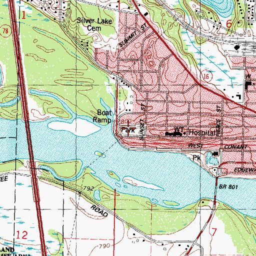 Topographic Map of Sunset Park, WI
