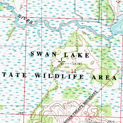 Topographic Map of Swan Lake State Wildlife Area, WI