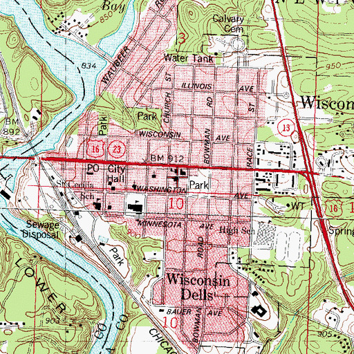 Topographic Map of Trinity Evangelical Lutheran Church, WI