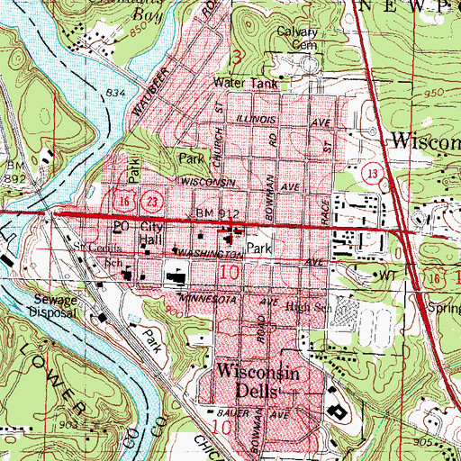 Topographic Map of Trinity Lutheran Church, WI