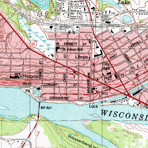 Topographic Map of Trinity United Church of Christ, WI
