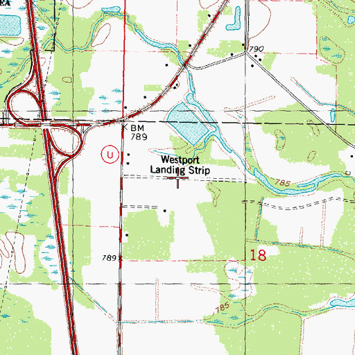 Topographic Map of Westport Landing Strip (historical), WI