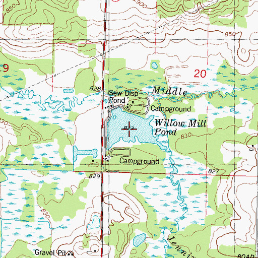 Topographic Map of Willow Mill Pond, WI