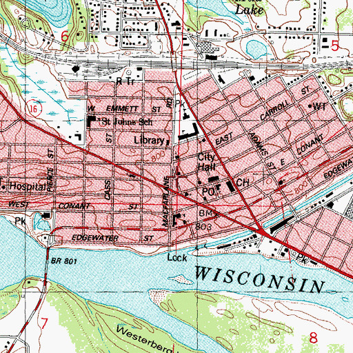 Topographic Map of Zion Evangelical Church, WI