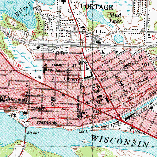 Topographic Map of Zona Gale Breese Memorial Library, WI
