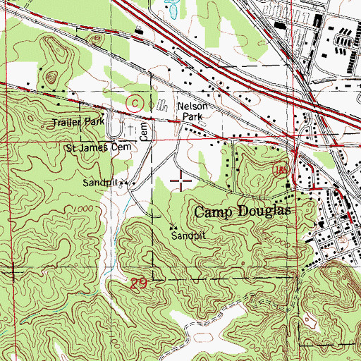 Topographic Map of Camp Douglas Elementary School, WI