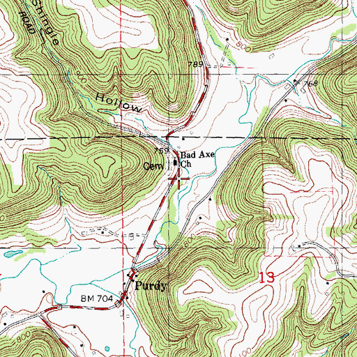 Topographic Map of Purdy School (historical), WI