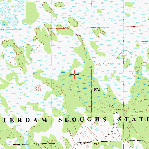 Topographic Map of Amsterdam Sloughs State Public Hunting Grounds, WI