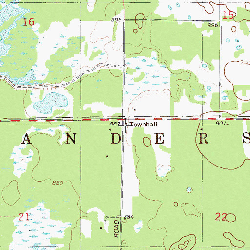 Topographic Map of Anderson Townhall, WI