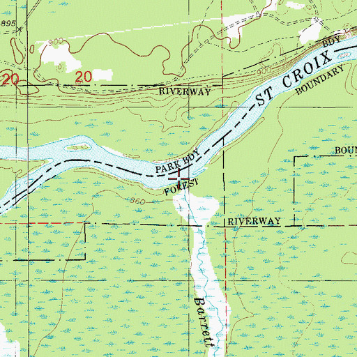 Topographic Map of Barrett Creek, WI