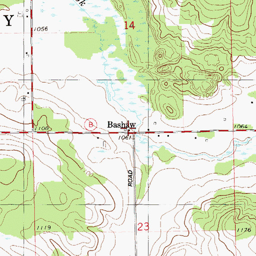 Topographic Map of Bashaw, WI