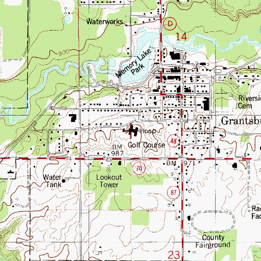 Topographic Map of Burnett Medical Center, WI