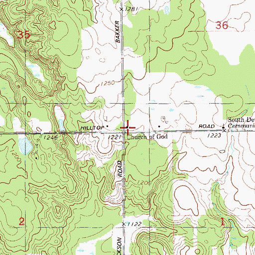 Topographic Map of Church of God, WI