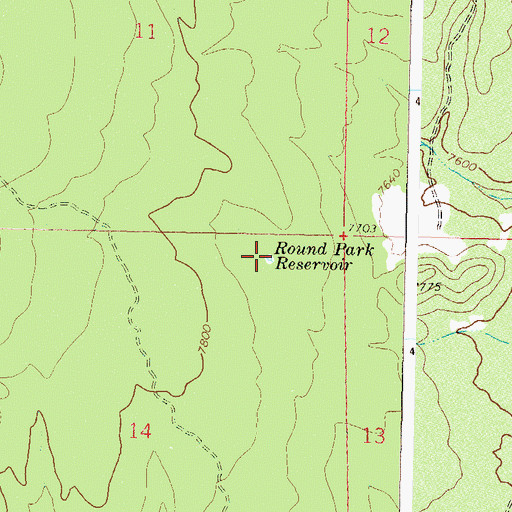 Topographic Map of Round Park Reservoir, CO