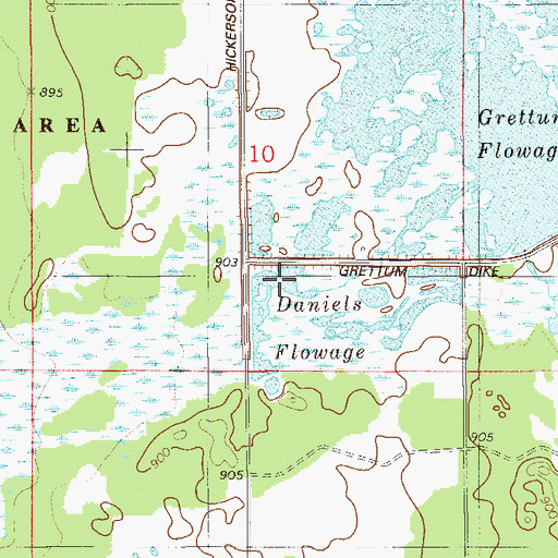 Topographic Map of Daniels Flowage, WI