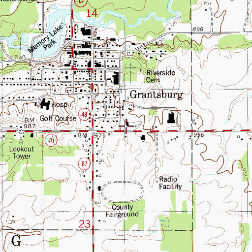 Topographic Map of Grace Baptist Church, WI