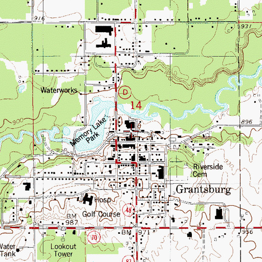 Topographic Map of Grantsburg Post Office, WI