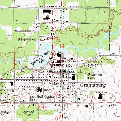 Topographic Map of Grantsburg Senior Citizens Center, WI