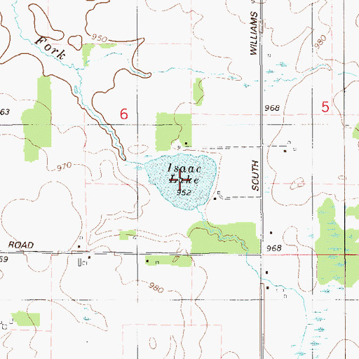 Topographic Map of Isaac Lake, WI