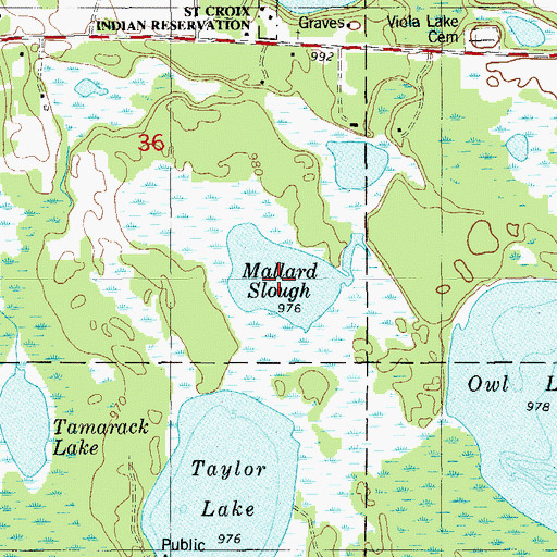 Topographic Map of Mallard Slough, WI