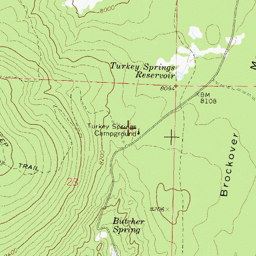 Topographic Map of Turkey Springs Campground, CO