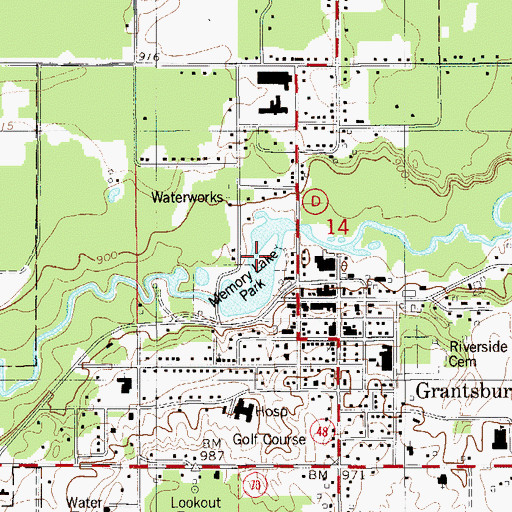 Topographic Map of Memory Lake Park, WI