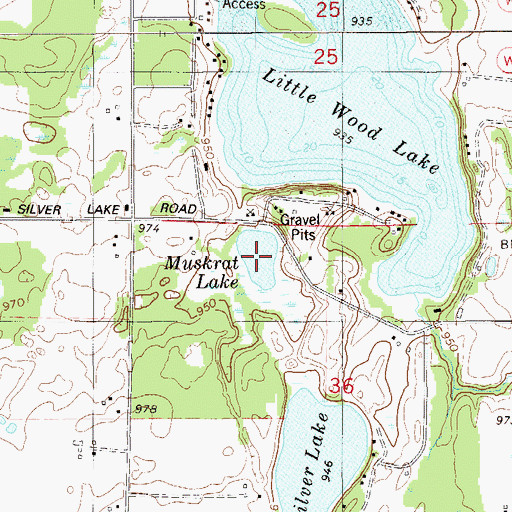 Topographic Map of Muskrat Lake, WI