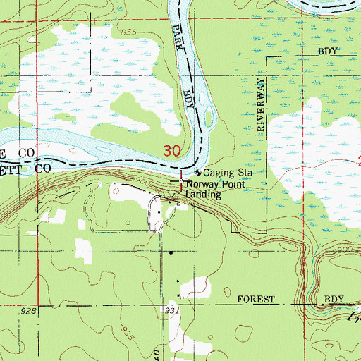 Topographic Map of Norway Point Landing, WI
