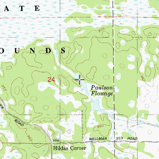 Topographic Map of Paulson Flowage, WI