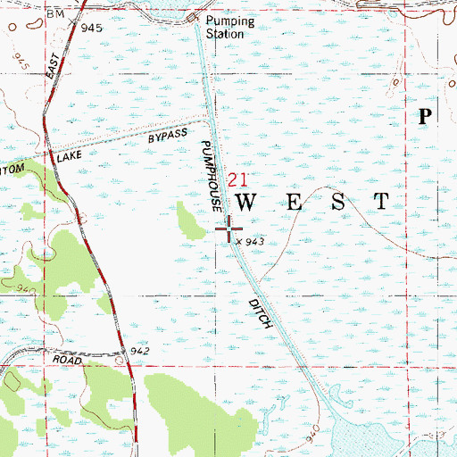 Topographic Map of Pumphouse Ditch, WI