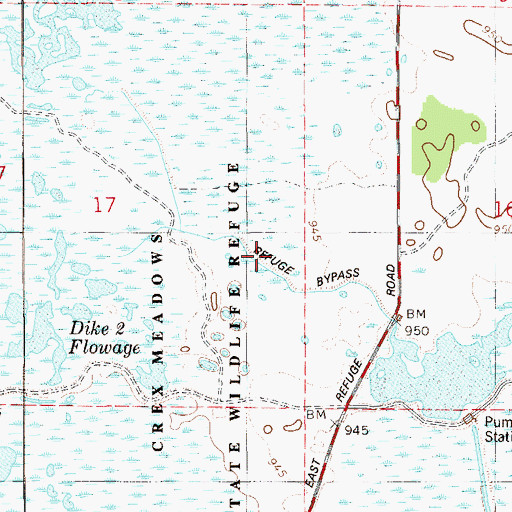 Topographic Map of Refuge Bypass, WI