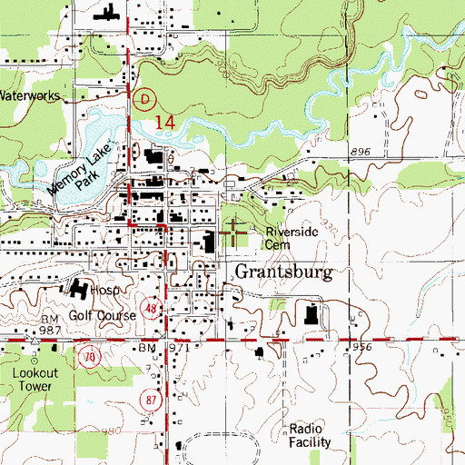 Topographic Map of Riverside Cemetery, WI