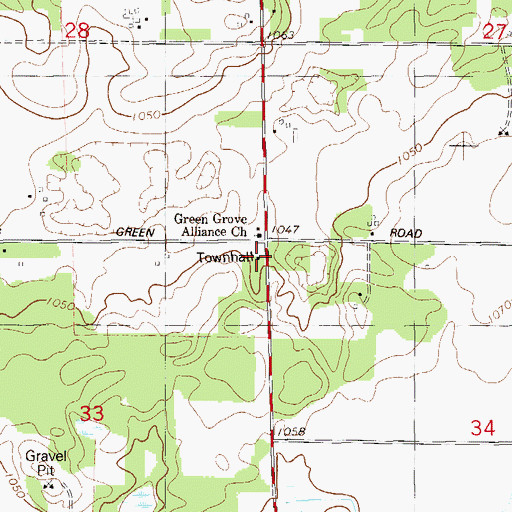 Topographic Map of Rusk Townhall, WI