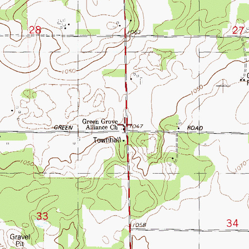 Topographic Map of Green Grove Alliance Church, WI