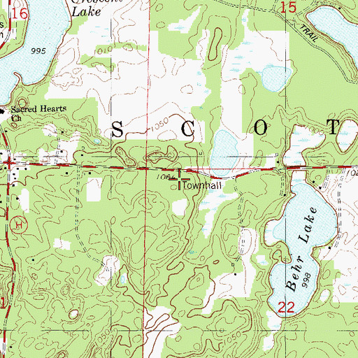 Topographic Map of Scott Townhall, WI