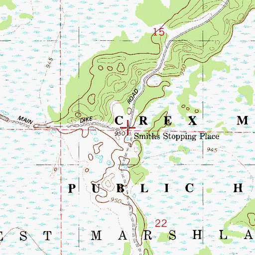 Topographic Map of Smiths Stopping Place, WI