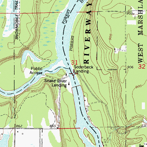 Topographic Map of Soderbeck Landing, WI