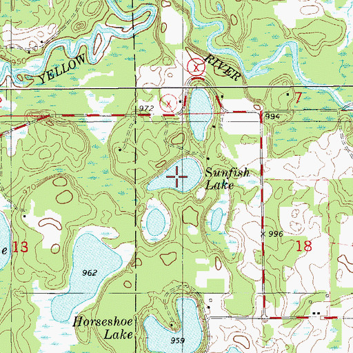 Topographic Map of Sunfish Lake, WI