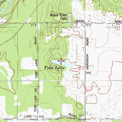 Topographic Map of Tobe Lake, WI
