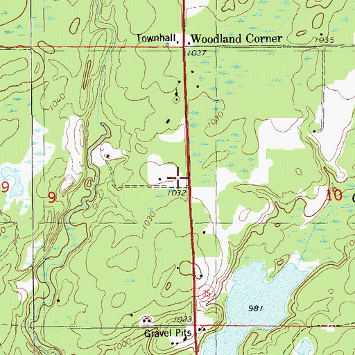 Topographic Map of Woodland Church (historical), WI
