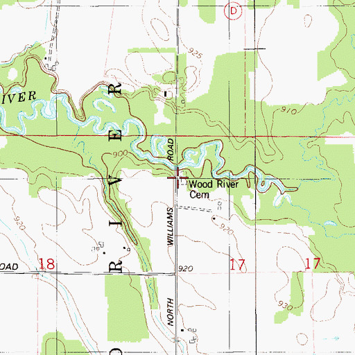 Topographic Map of Wood River Cemetery, WI