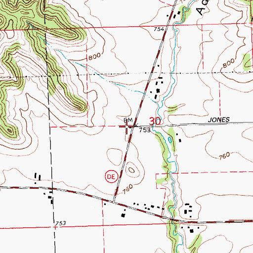 Topographic Map of Adams Valley School (historical), WI