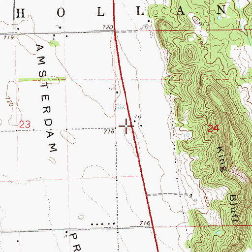 Topographic Map of Amsterdam Prairie School (historical), WI