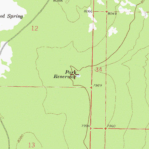Topographic Map of Park Reservoir, CO
