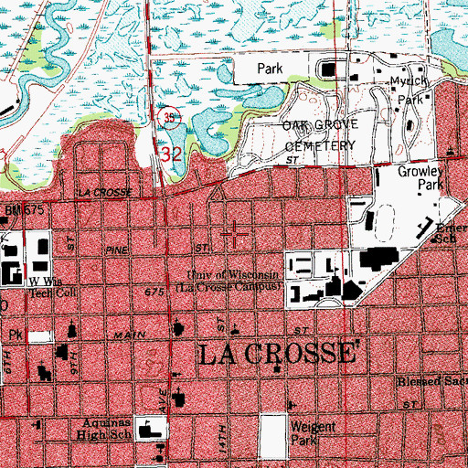 Topographic Map of Angell Hall, WI