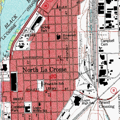 Topographic Map of Bethel Lutheran Church, WI