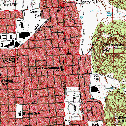 Topographic Map of Blessed Sacrament Catholic Church, WI